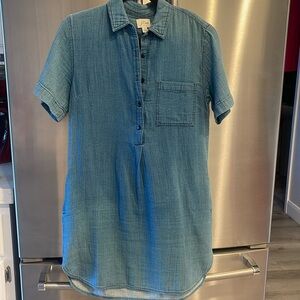J Crew Chambray Short-sleeve gauze popover dress size small never worn